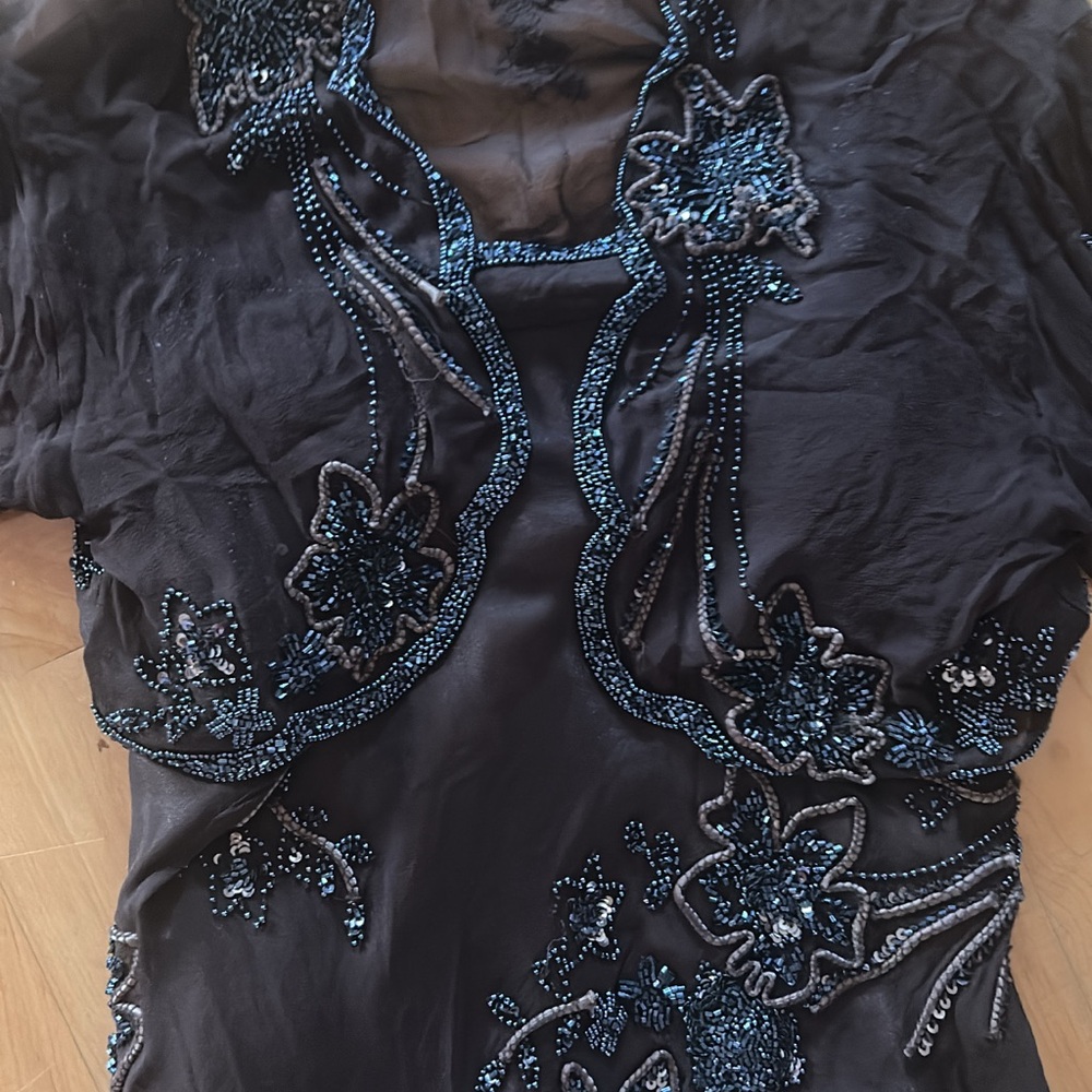 Elegant Brown Floral Textured Top two pieces beautiful elegant dress 100% silk